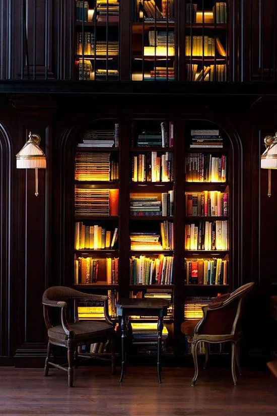 إضاءة مكتبة منزلية