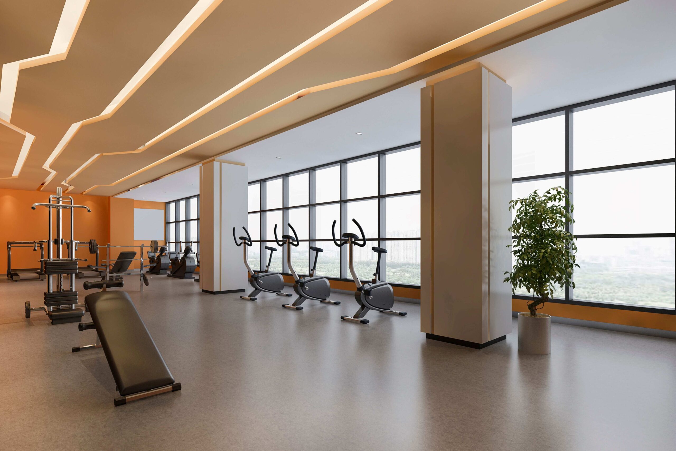 Luxury hotel fitness center interior design