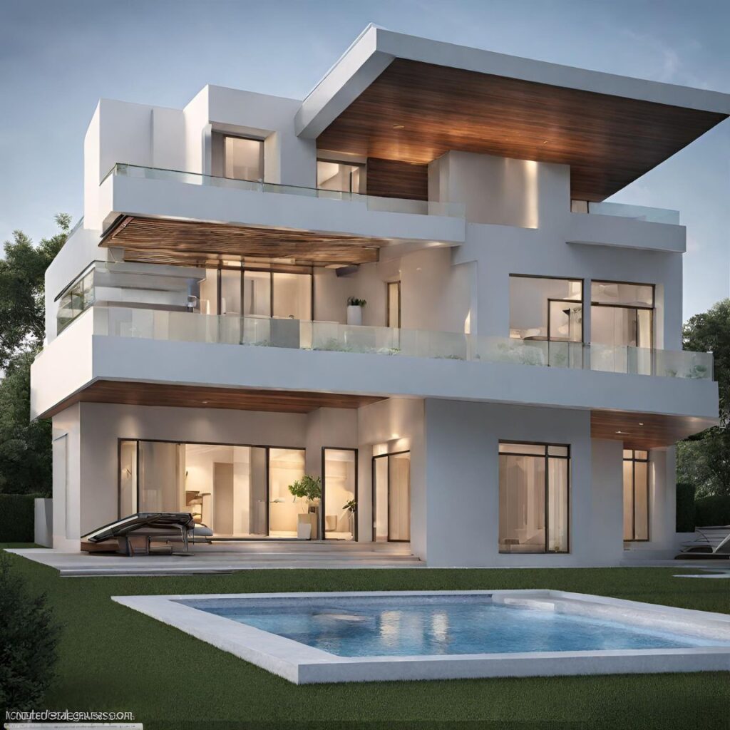 Modern villa design with pool